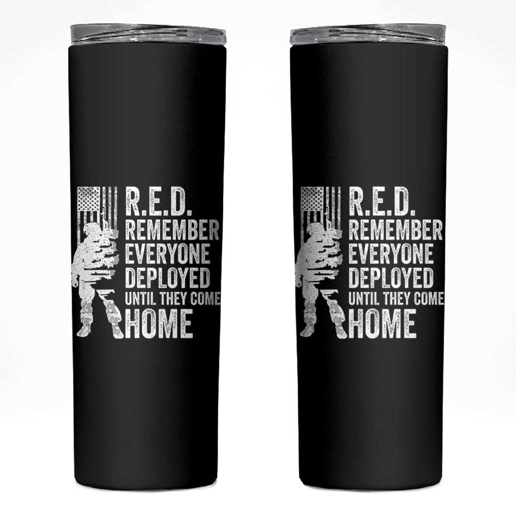 R.E.D Friday Skinny Tumbler Remember Everyone Deployed American Flag Military Supportive - Wonder Print Shop