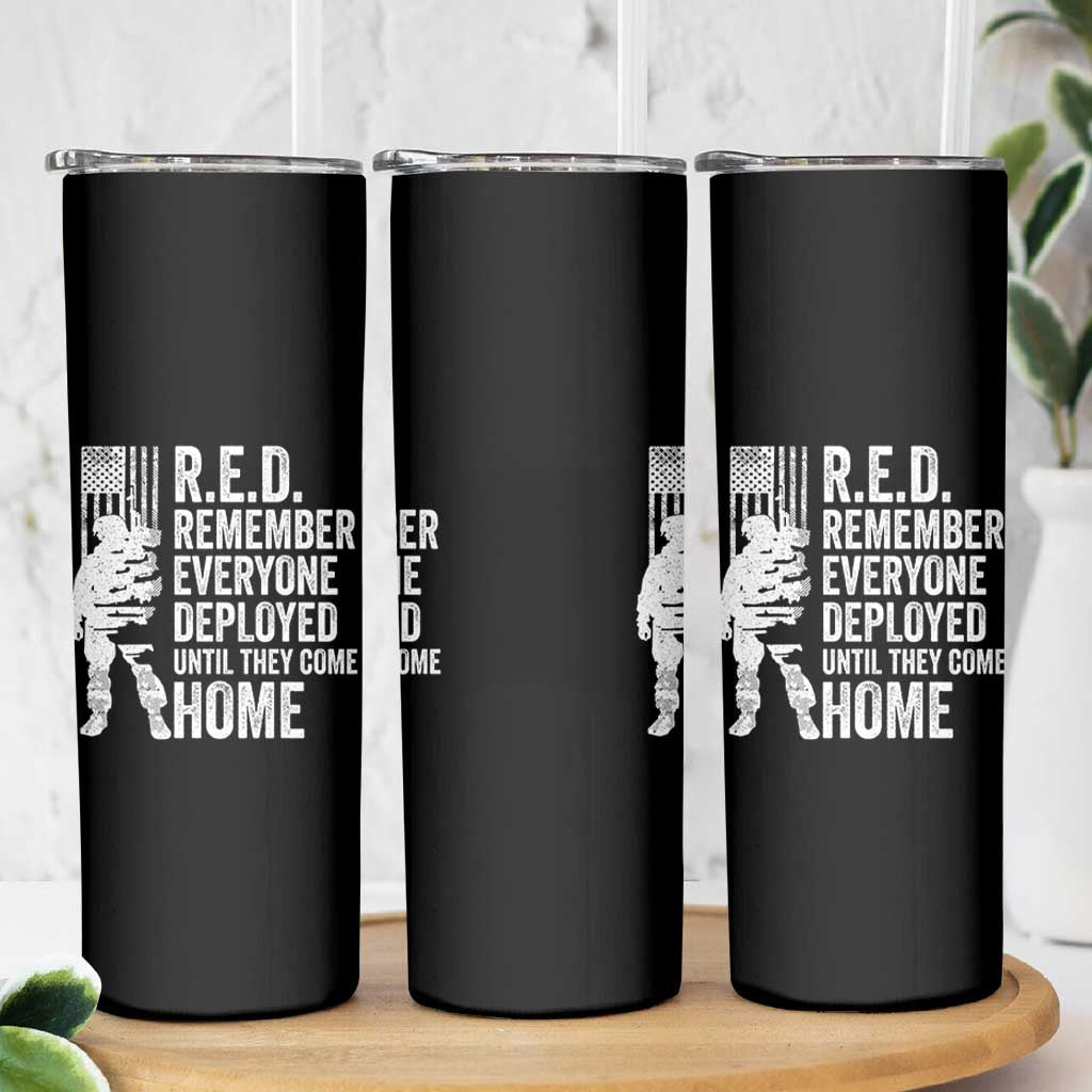 R.E.D Friday Skinny Tumbler Remember Everyone Deployed American Flag Military Supportive - Wonder Print Shop