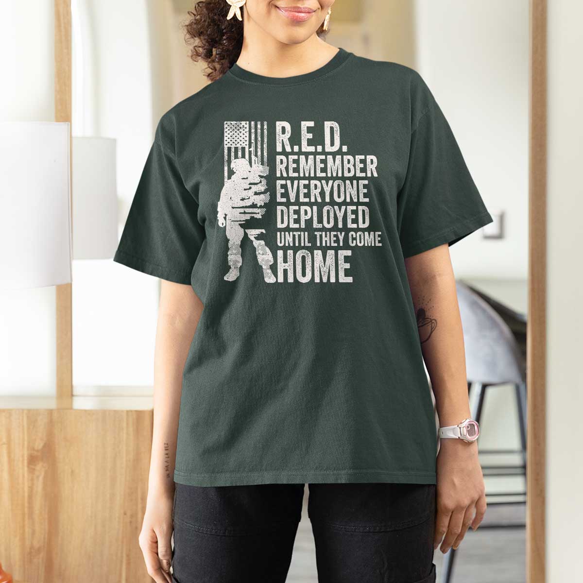 R.E.D Friday T Shirt For Women Remember Everyone Deployed American Flag Military Supportive - Wonder Print Shop