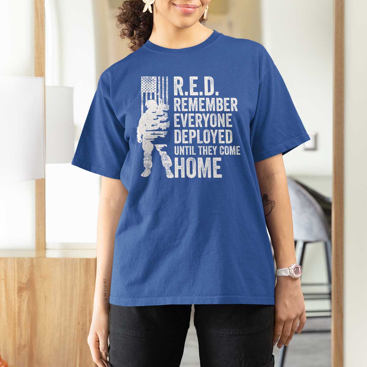 R.E.D Friday T Shirt For Women Remember Everyone Deployed American Flag Military Supportive - Wonder Print Shop