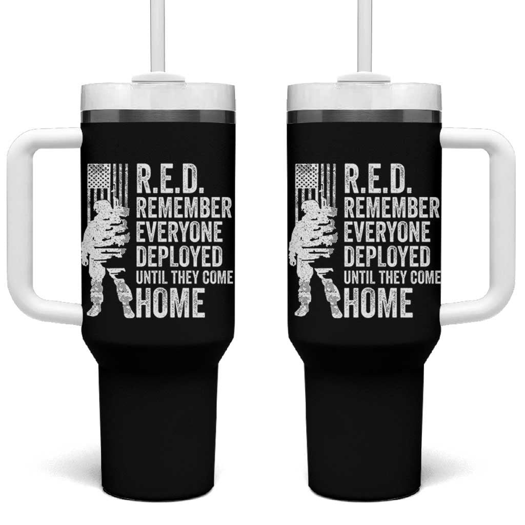 R.E.D Friday Tumbler With Handle Remember Everyone Deployed American Flag Military Supportive - Wonder Print Shop