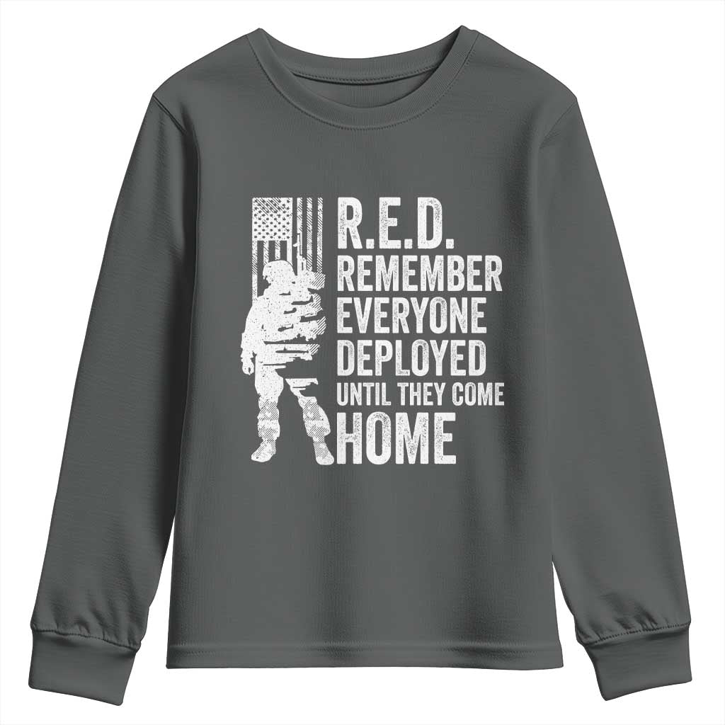 R.E.D Friday Youth Sweatshirt Remember Everyone Deployed American Flag Military Supportive - Wonder Print Shop
