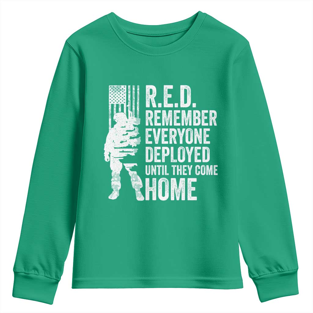 R.E.D Friday Youth Sweatshirt Remember Everyone Deployed American Flag Military Supportive - Wonder Print Shop