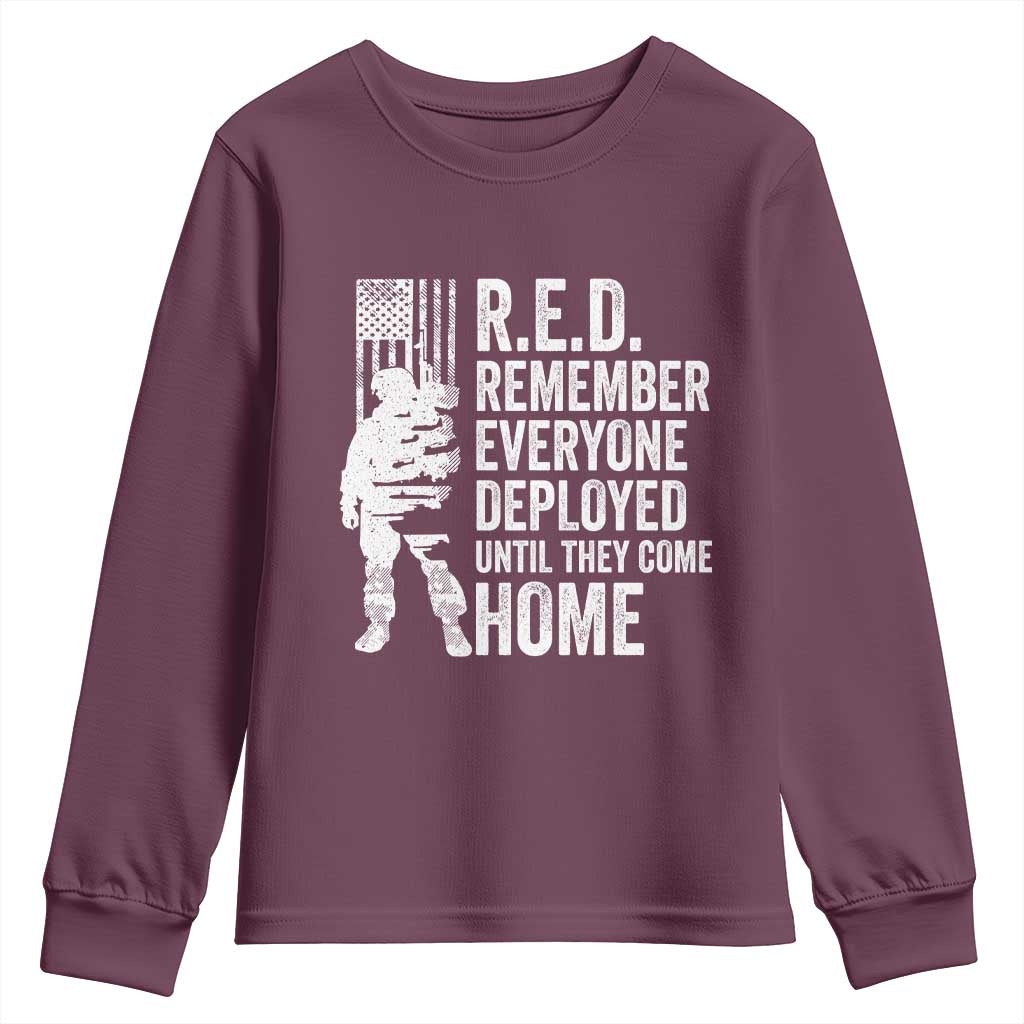 R.E.D Friday Youth Sweatshirt Remember Everyone Deployed American Flag Military Supportive - Wonder Print Shop