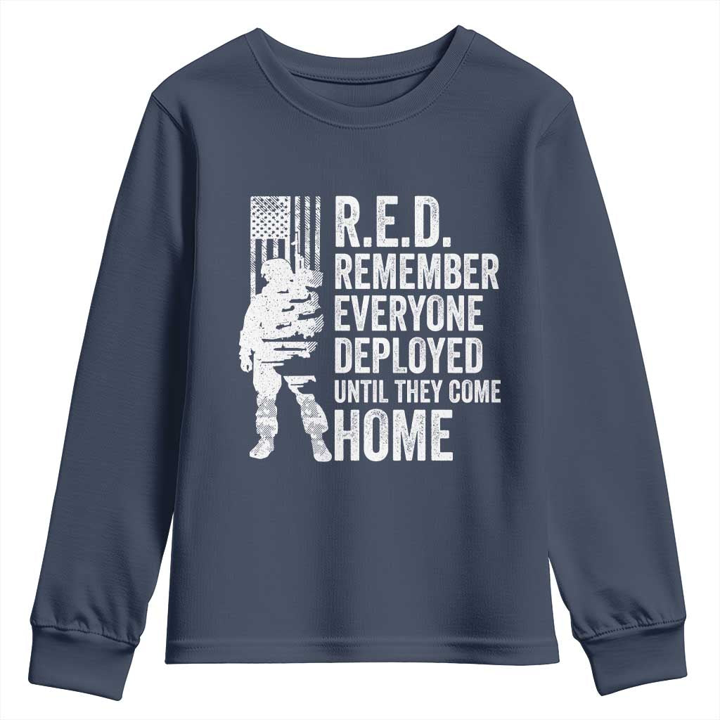 R.E.D Friday Youth Sweatshirt Remember Everyone Deployed American Flag Military Supportive - Wonder Print Shop