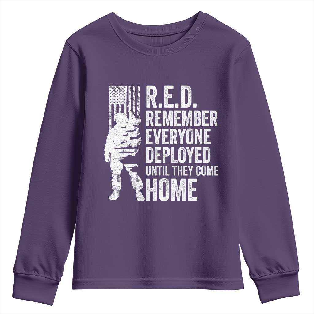 R.E.D Friday Youth Sweatshirt Remember Everyone Deployed American Flag Military Supportive - Wonder Print Shop
