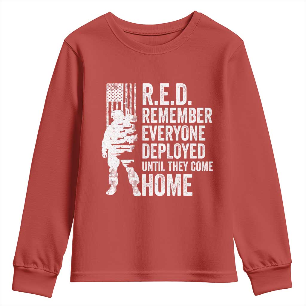R.E.D Friday Youth Sweatshirt Remember Everyone Deployed American Flag Military Supportive - Wonder Print Shop