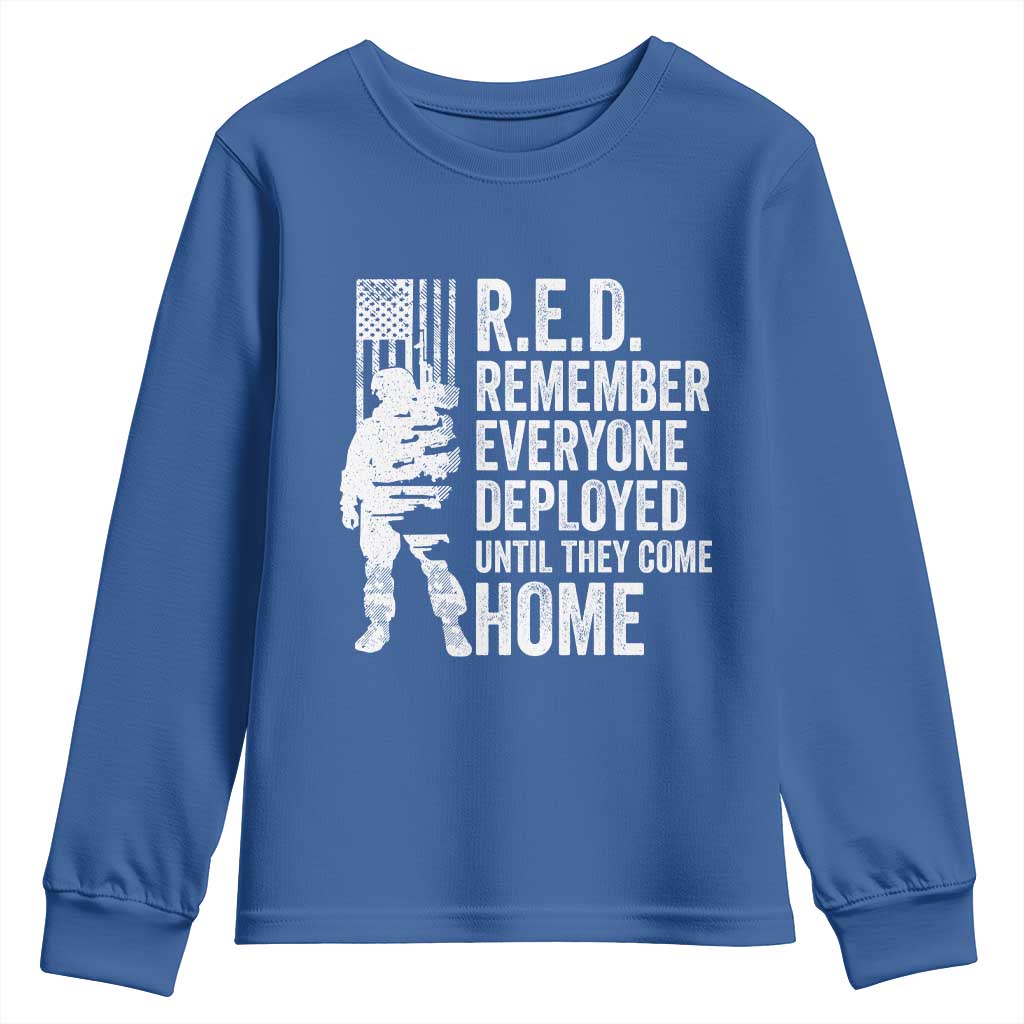 R.E.D Friday Youth Sweatshirt Remember Everyone Deployed American Flag Military Supportive - Wonder Print Shop