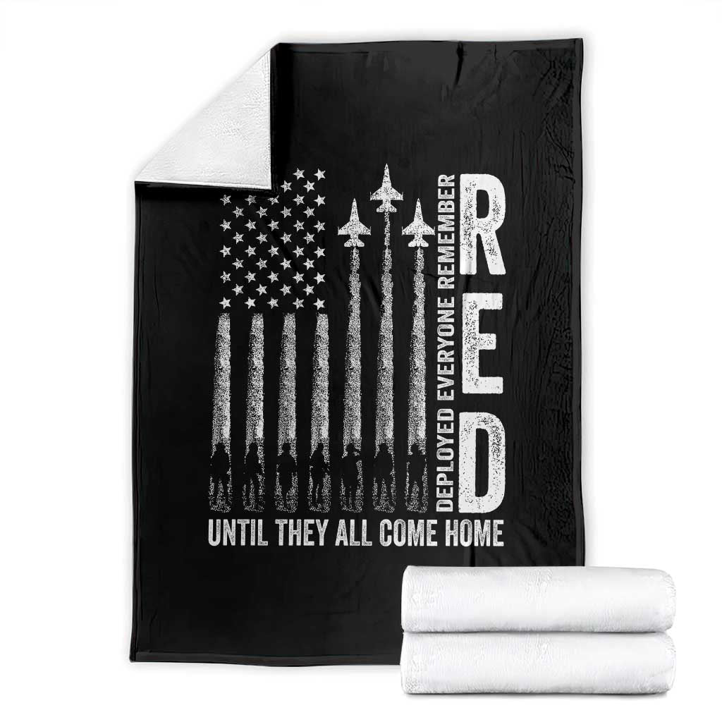 RED Friday Remember Everyone Deployed Throw Blanket Military American Flag - Wonder Print Shop