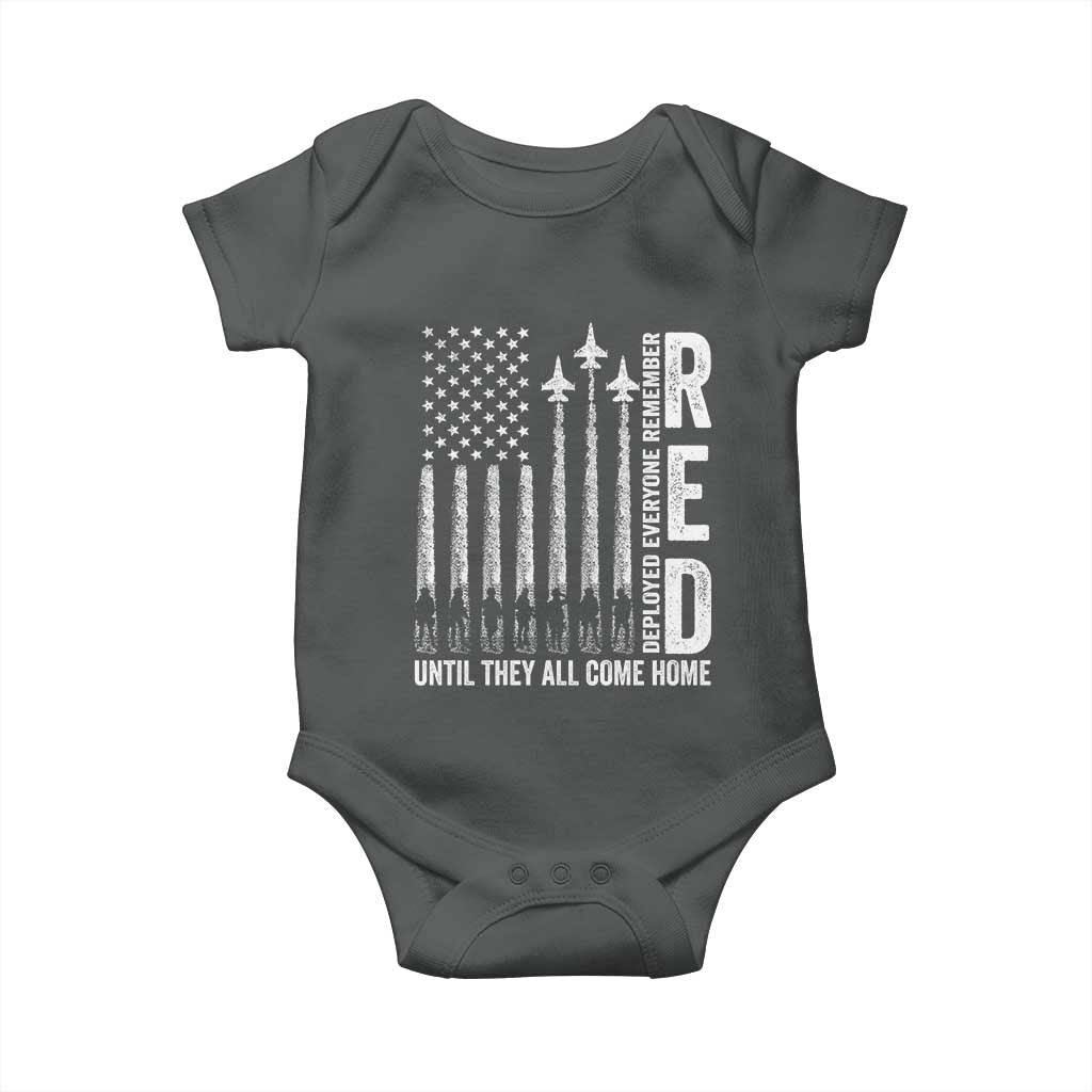 RED Friday Remember Everyone Deployed Baby Onesie Military American Flag - Wonder Print Shop