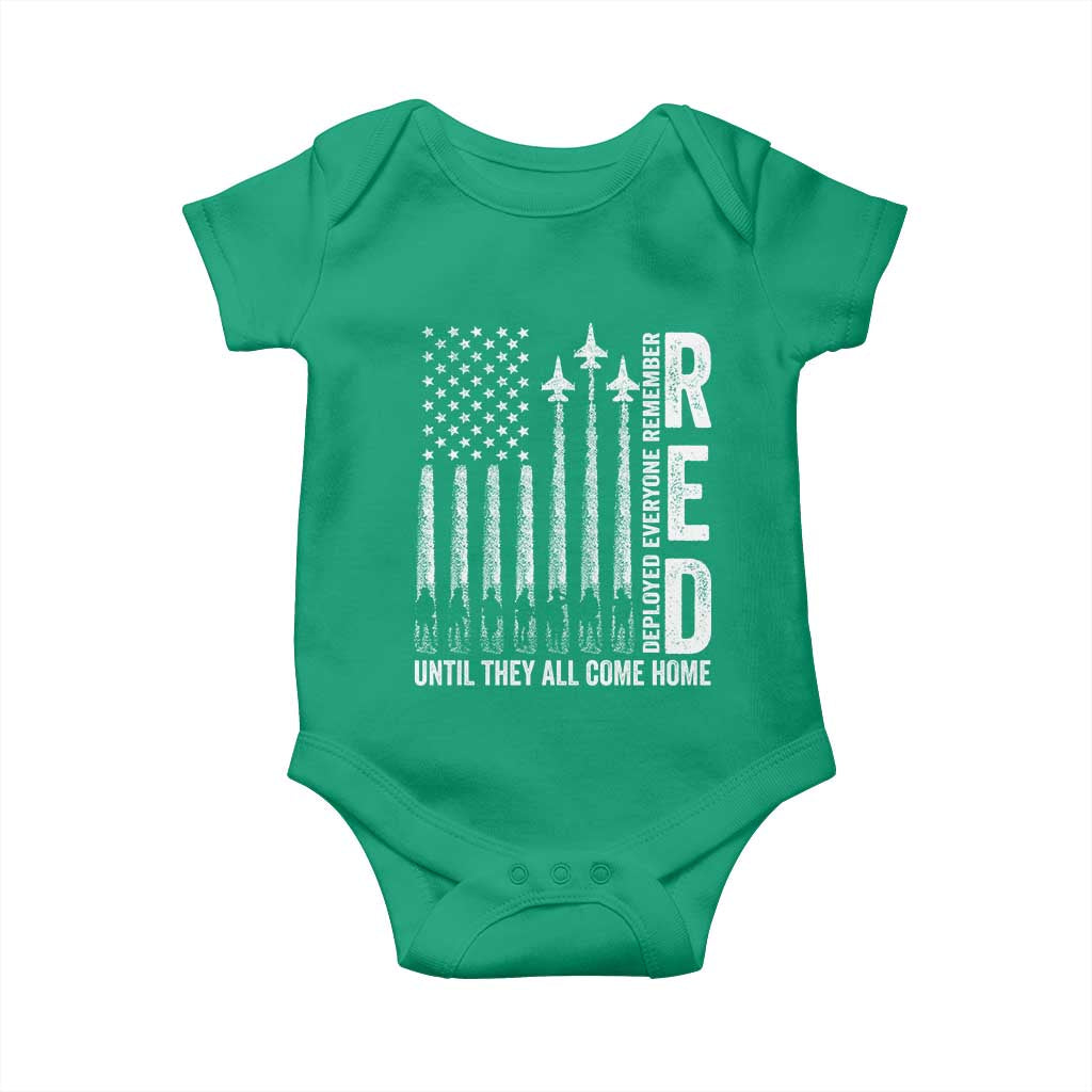 RED Friday Remember Everyone Deployed Baby Onesie Military American Flag - Wonder Print Shop