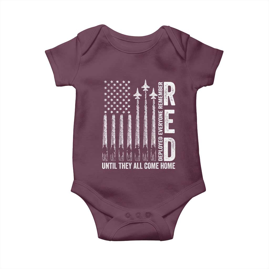 RED Friday Remember Everyone Deployed Baby Onesie Military American Flag - Wonder Print Shop