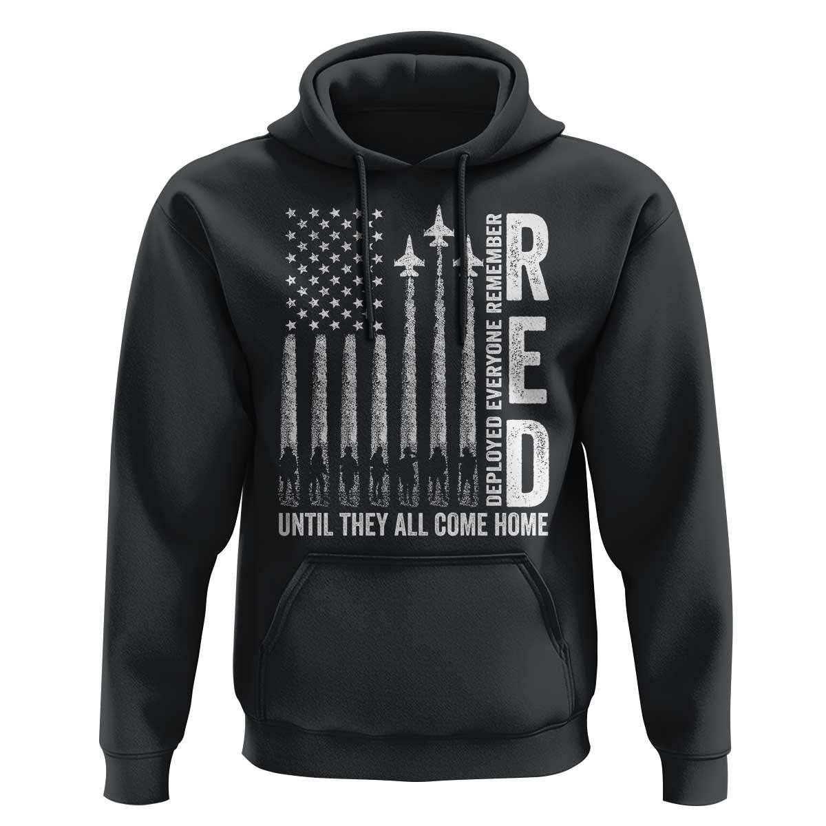 RED Friday Remember Everyone Deployed Hoodie Military American Flag - Wonder Print Shop