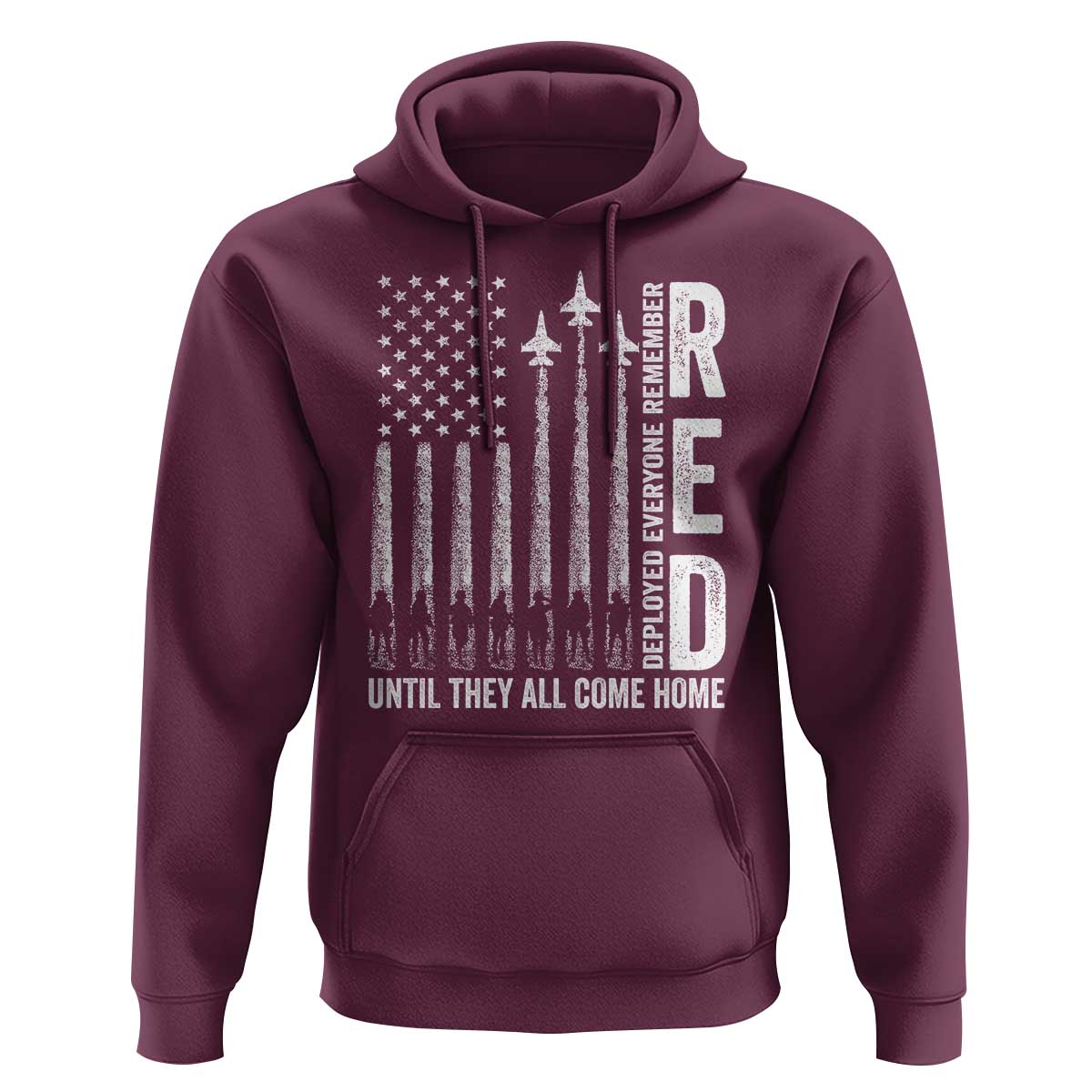 RED Friday Remember Everyone Deployed Hoodie Military American Flag - Wonder Print Shop