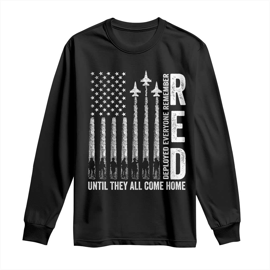 RED Friday Remember Everyone Deployed Long Sleeve Shirt Military American Flag - Wonder Print Shop