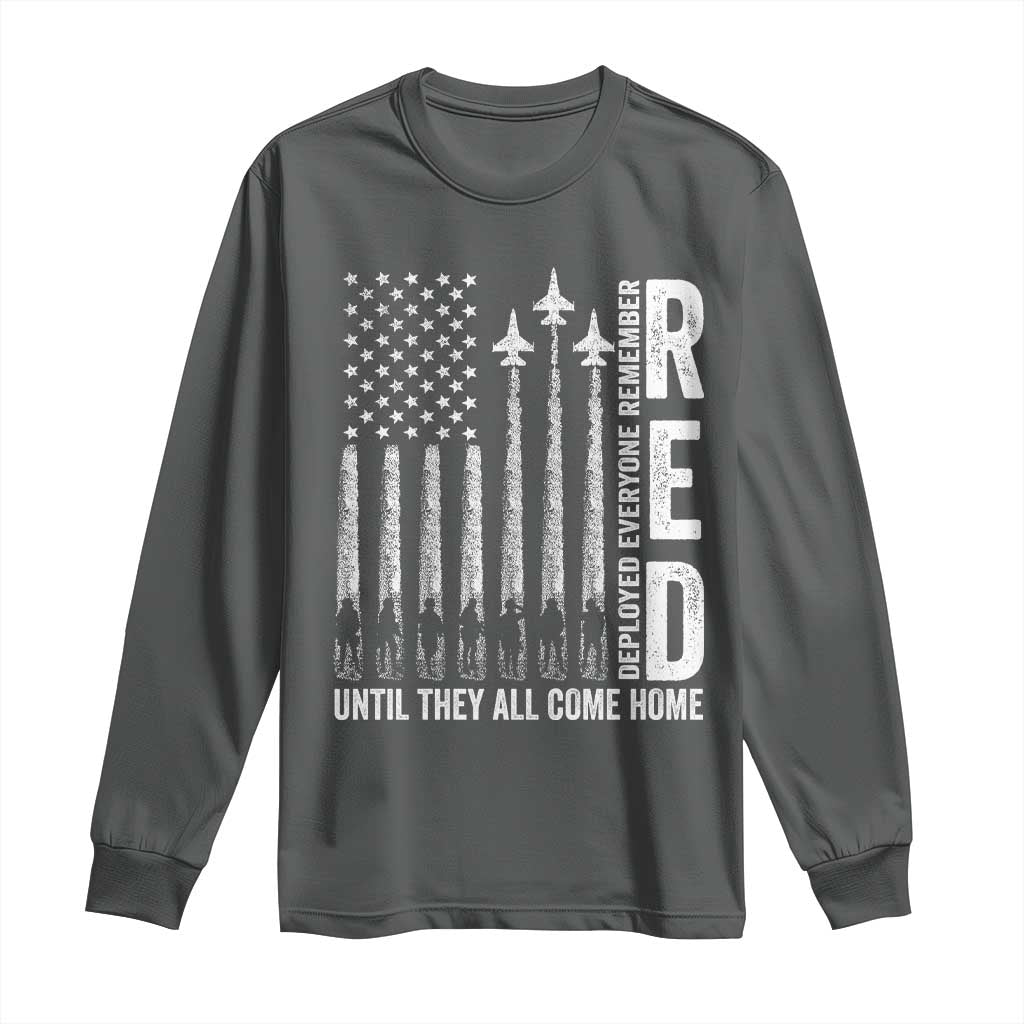 RED Friday Remember Everyone Deployed Long Sleeve Shirt Military American Flag - Wonder Print Shop