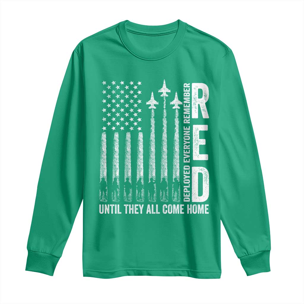 RED Friday Remember Everyone Deployed Long Sleeve Shirt Military American Flag - Wonder Print Shop