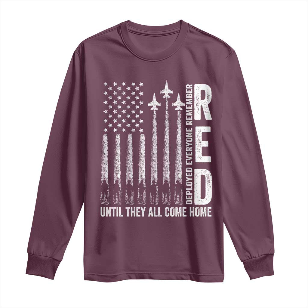 RED Friday Remember Everyone Deployed Long Sleeve Shirt Military American Flag - Wonder Print Shop