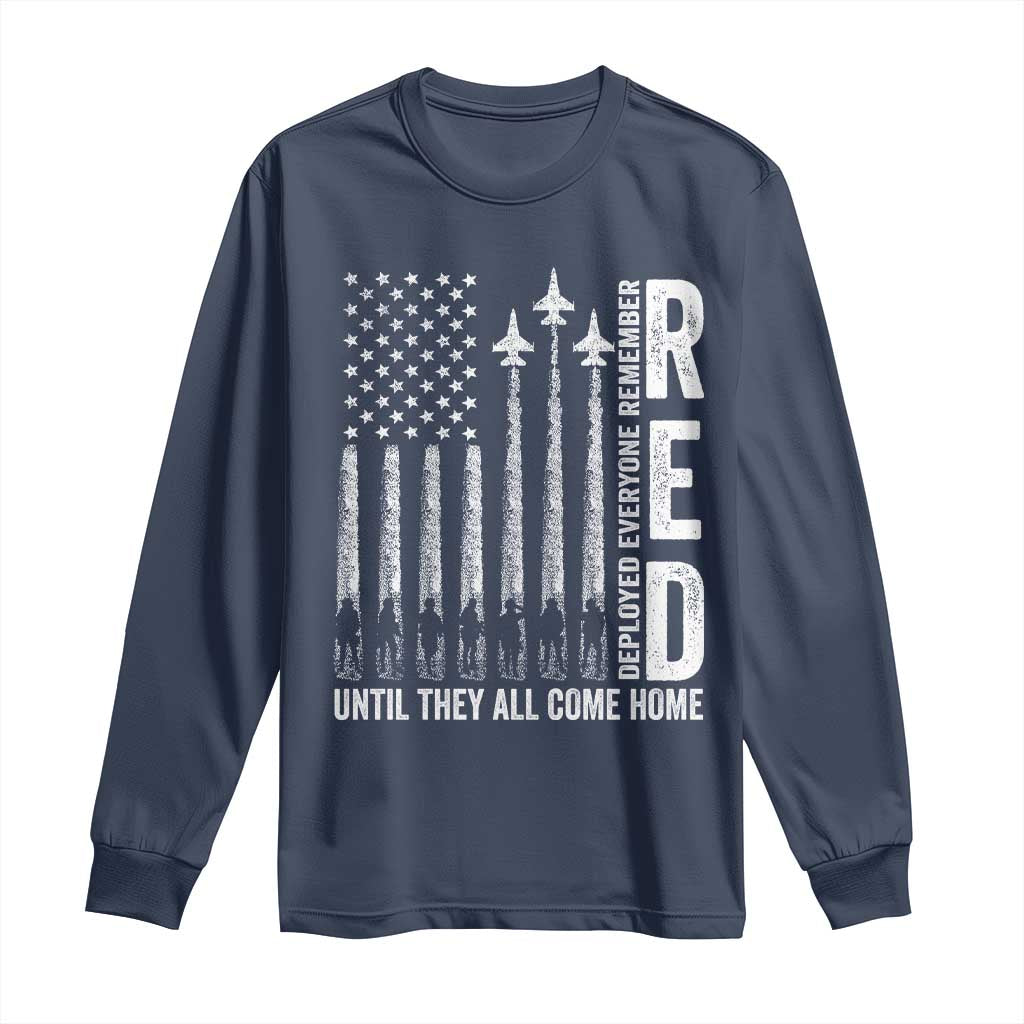 RED Friday Remember Everyone Deployed Long Sleeve Shirt Military American Flag - Wonder Print Shop