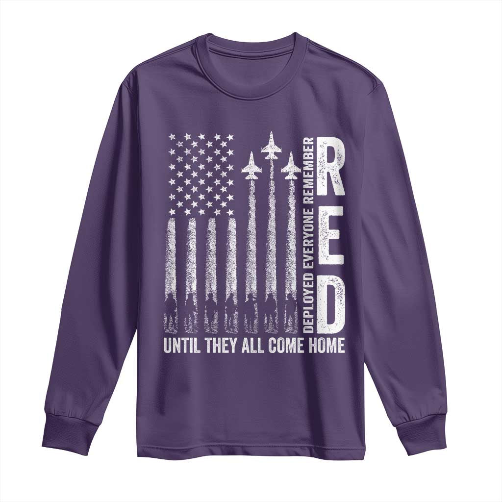 RED Friday Remember Everyone Deployed Long Sleeve Shirt Military American Flag - Wonder Print Shop