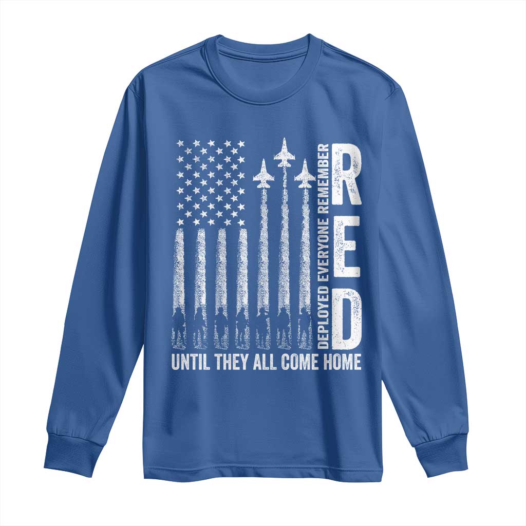 RED Friday Remember Everyone Deployed Long Sleeve Shirt Military American Flag - Wonder Print Shop