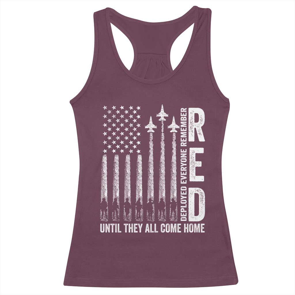 RED Friday Remember Everyone Deployed Racerback Tank Top Military American Flag - Wonder Print Shop