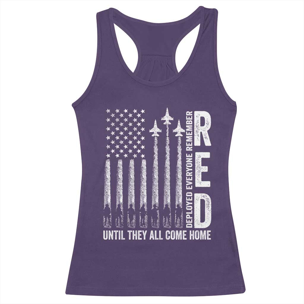 RED Friday Remember Everyone Deployed Racerback Tank Top Military American Flag - Wonder Print Shop