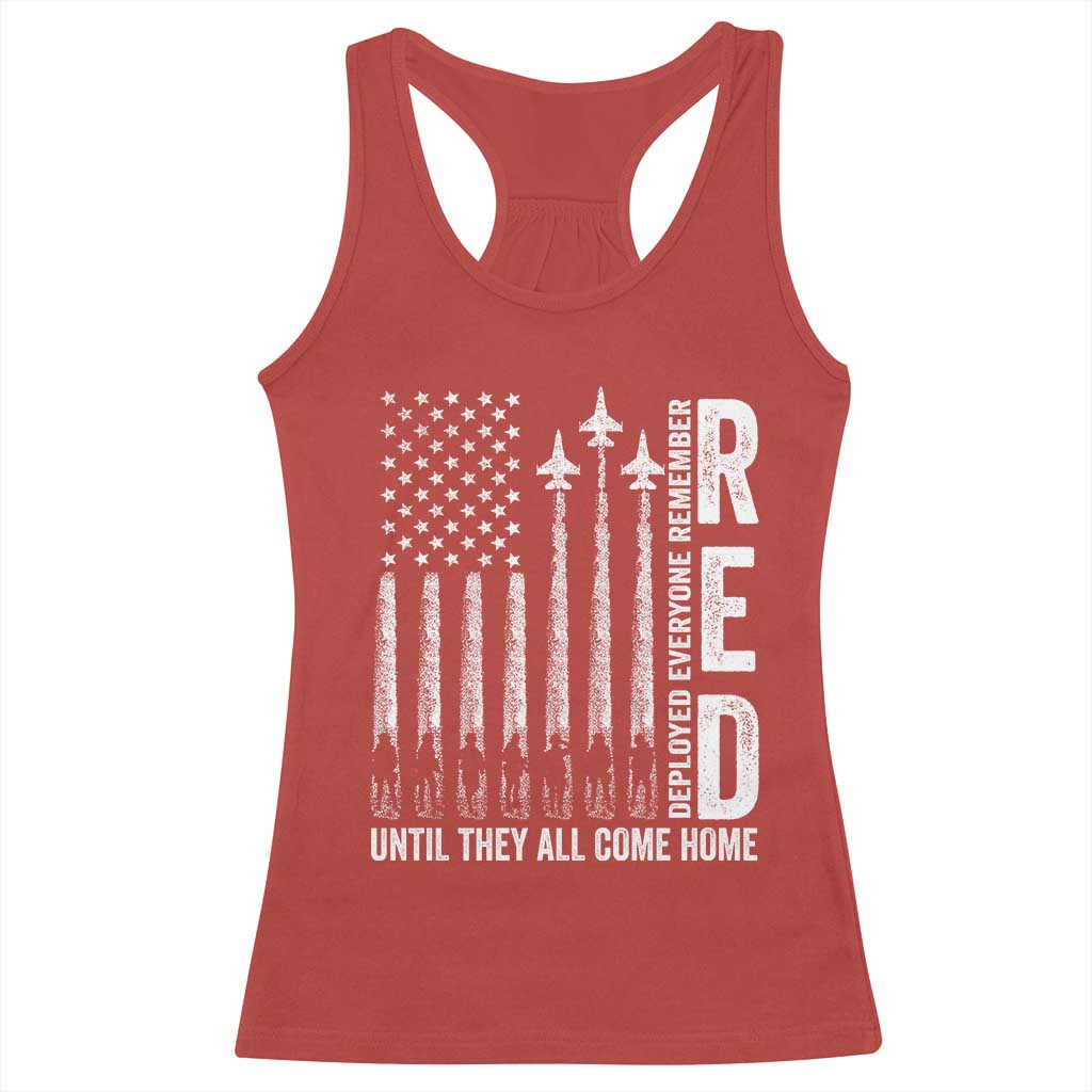 RED Friday Remember Everyone Deployed Racerback Tank Top Military American Flag - Wonder Print Shop