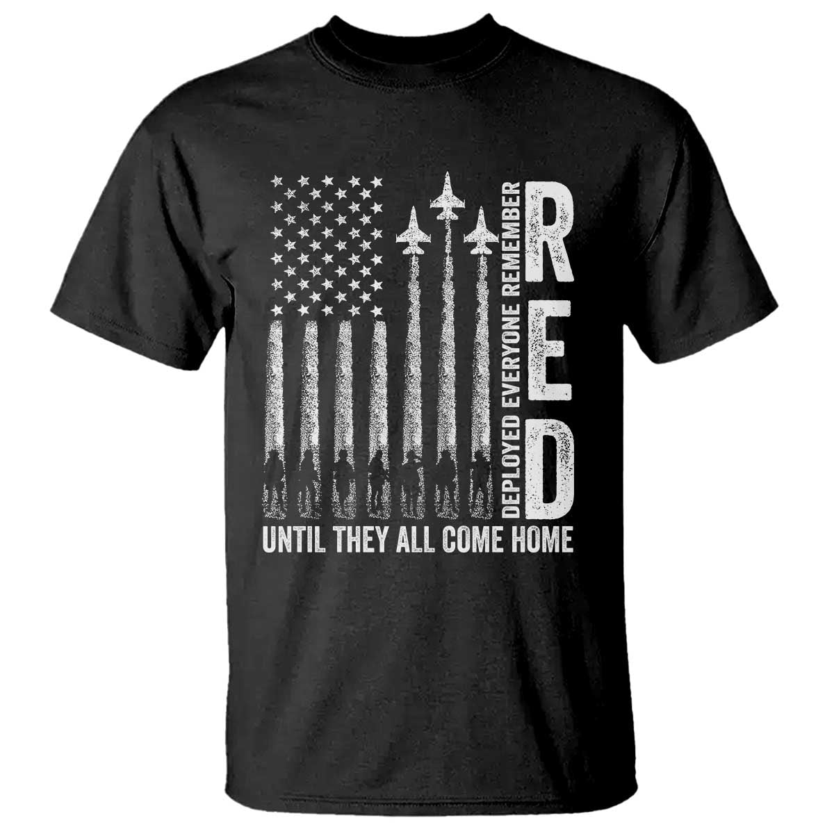 RED Friday Remember Everyone Deployed T Shirt Military American Flag - Wonder Print Shop