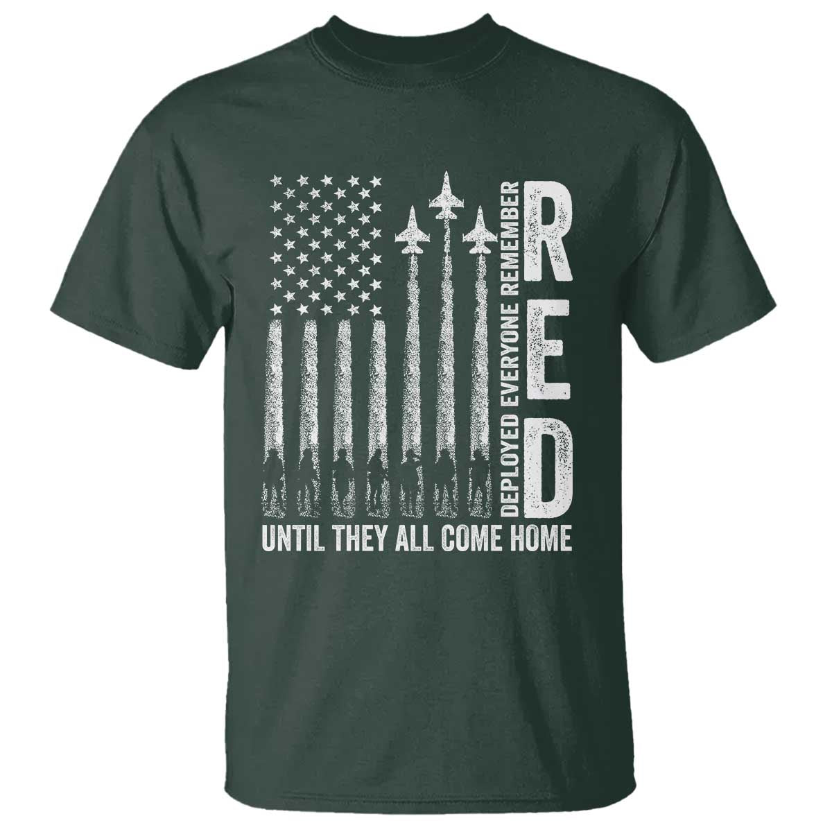 RED Friday Remember Everyone Deployed T Shirt Military American Flag - Wonder Print Shop