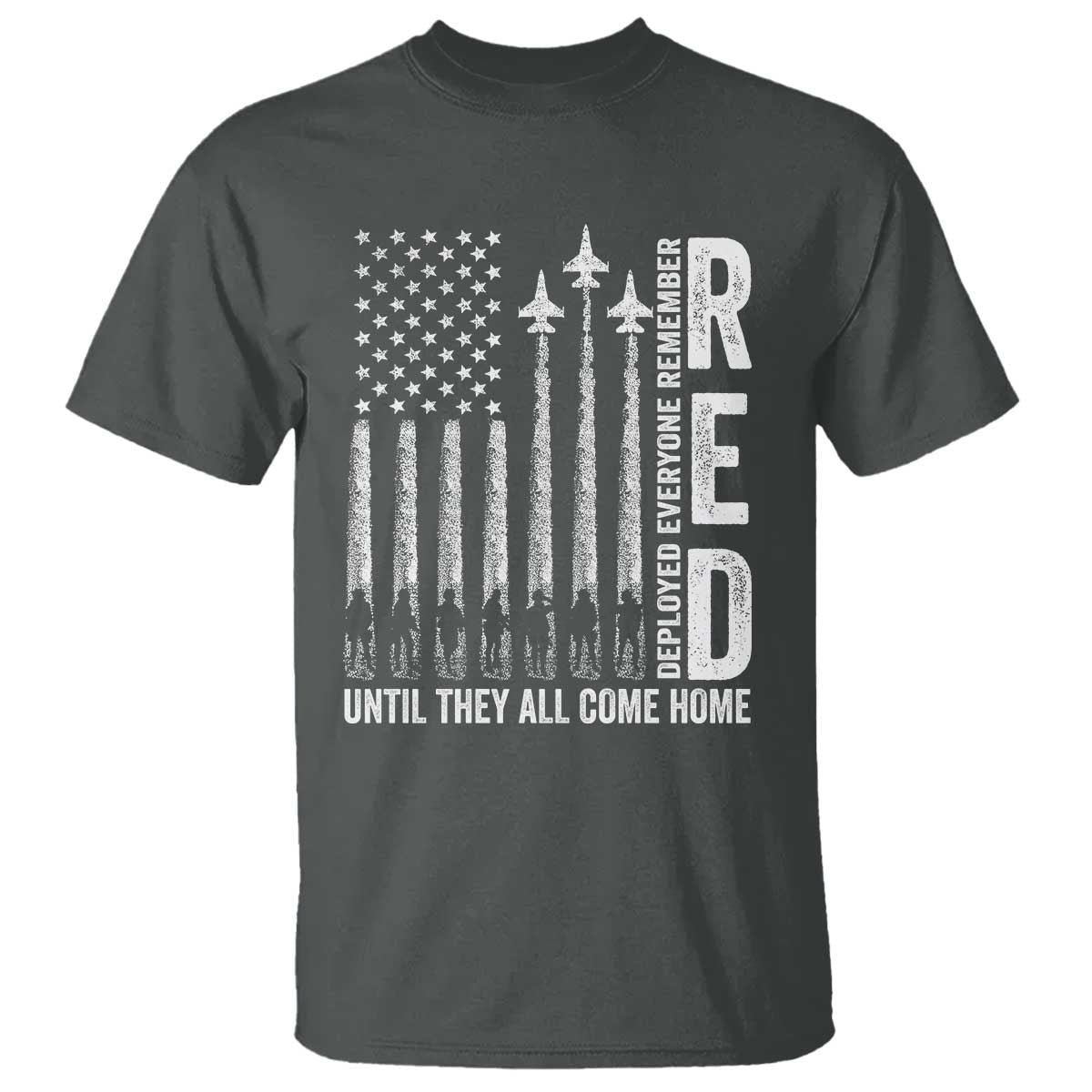 RED Friday Remember Everyone Deployed T Shirt Military American Flag - Wonder Print Shop