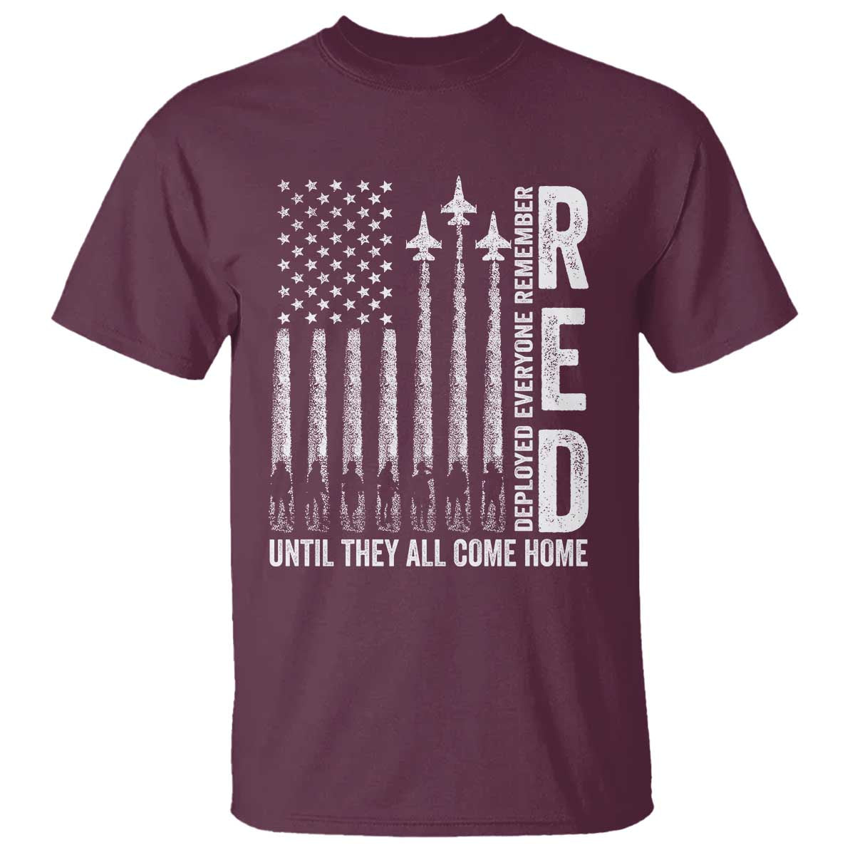 RED Friday Remember Everyone Deployed T Shirt Military American Flag - Wonder Print Shop