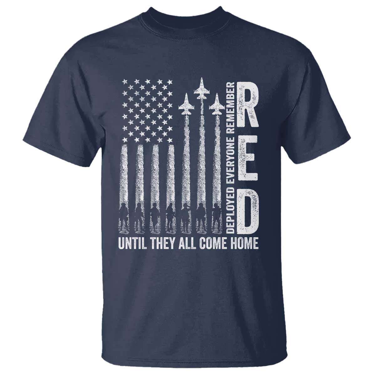 RED Friday Remember Everyone Deployed T Shirt Military American Flag - Wonder Print Shop