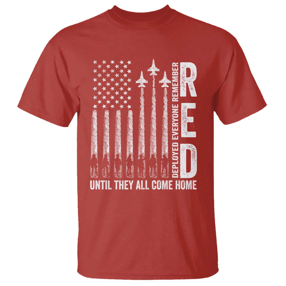 RED Friday Remember Everyone Deployed T Shirt Military American Flag - Wonder Print Shop