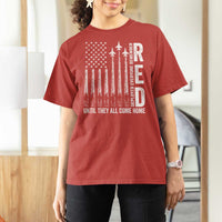 RED Friday Remember Everyone Deployed T Shirt For Women Military American Flag - Wonder Print Shop