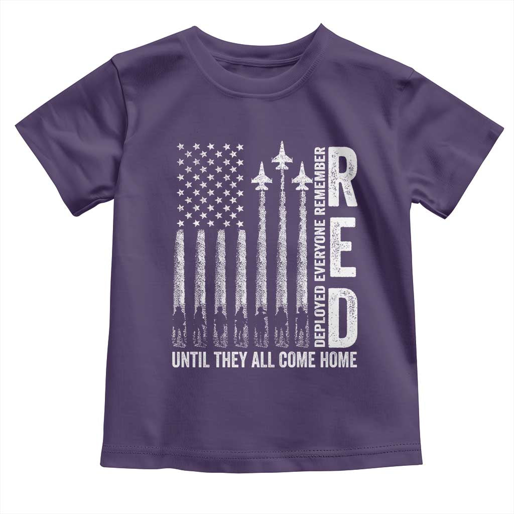 RED Friday Remember Everyone Deployed Toddler T Shirt Military American Flag - Wonder Print Shop