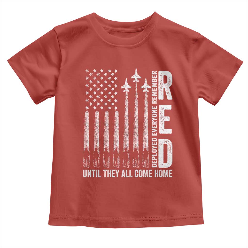 RED Friday Remember Everyone Deployed Toddler T Shirt Military American Flag - Wonder Print Shop