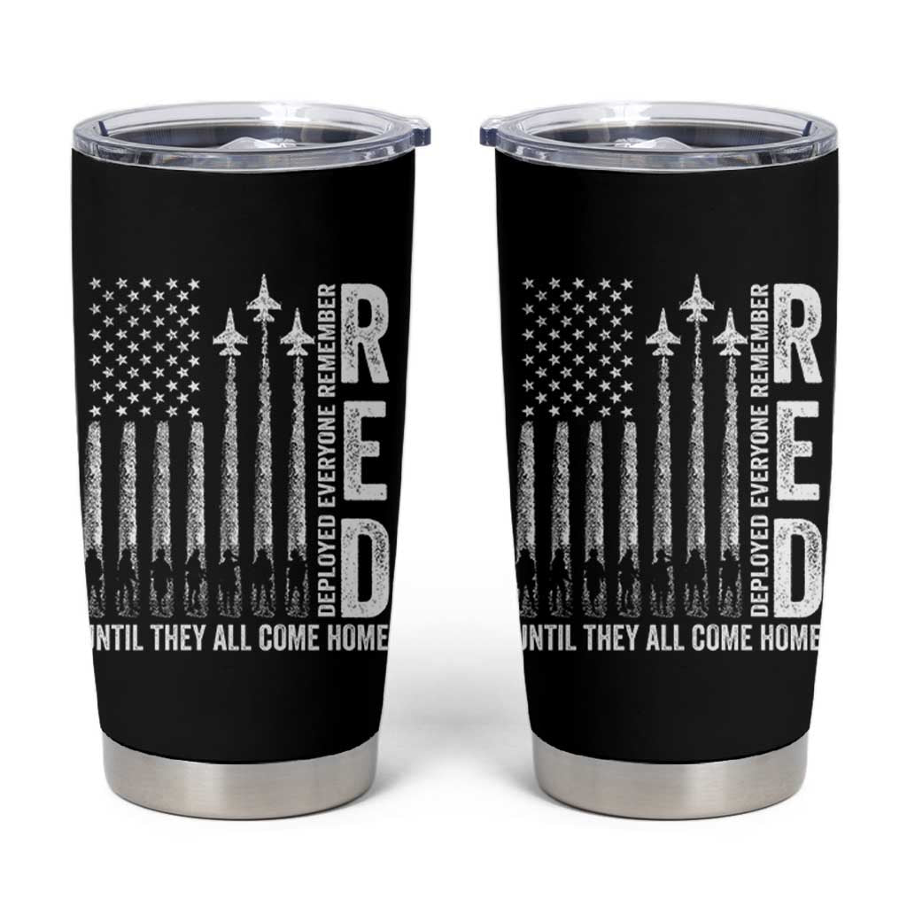 RED Friday Remember Everyone Deployed Tumbler Cup Military American Flag - Wonder Print Shop