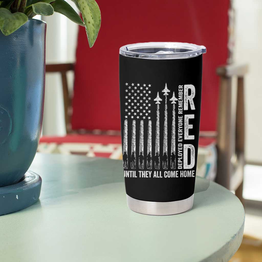 RED Friday Remember Everyone Deployed Tumbler Cup Military American Flag - Wonder Print Shop