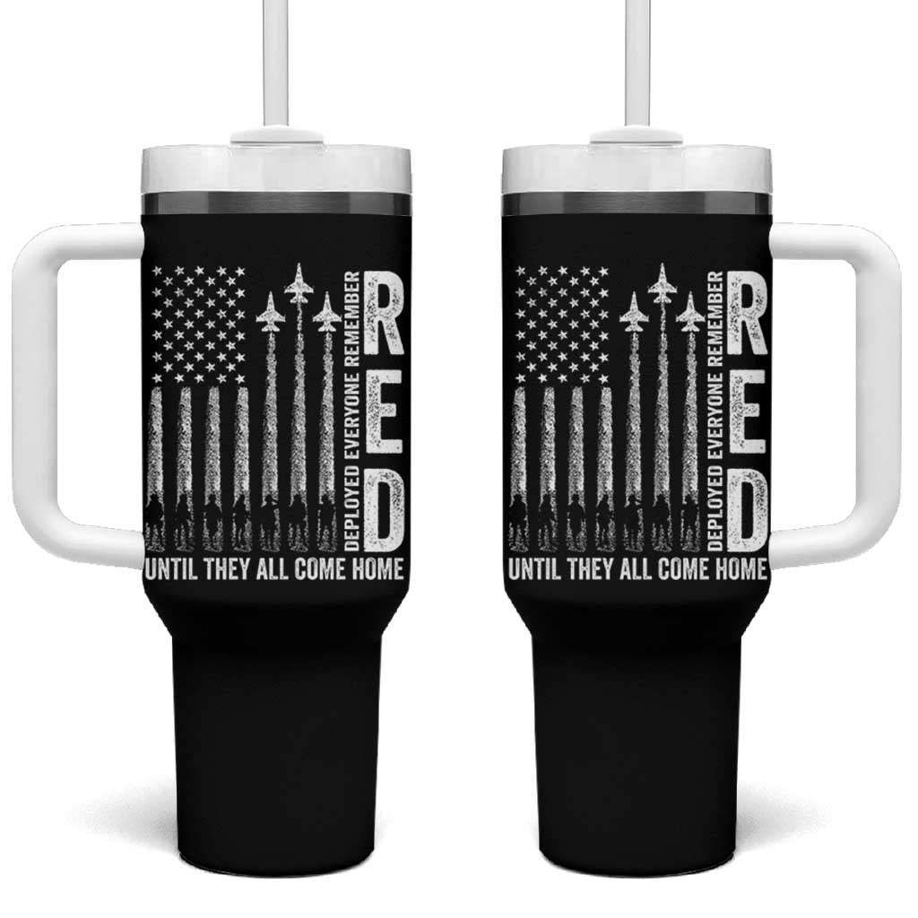 RED Friday Remember Everyone Deployed Tumbler With Handle Military American Flag - Wonder Print Shop