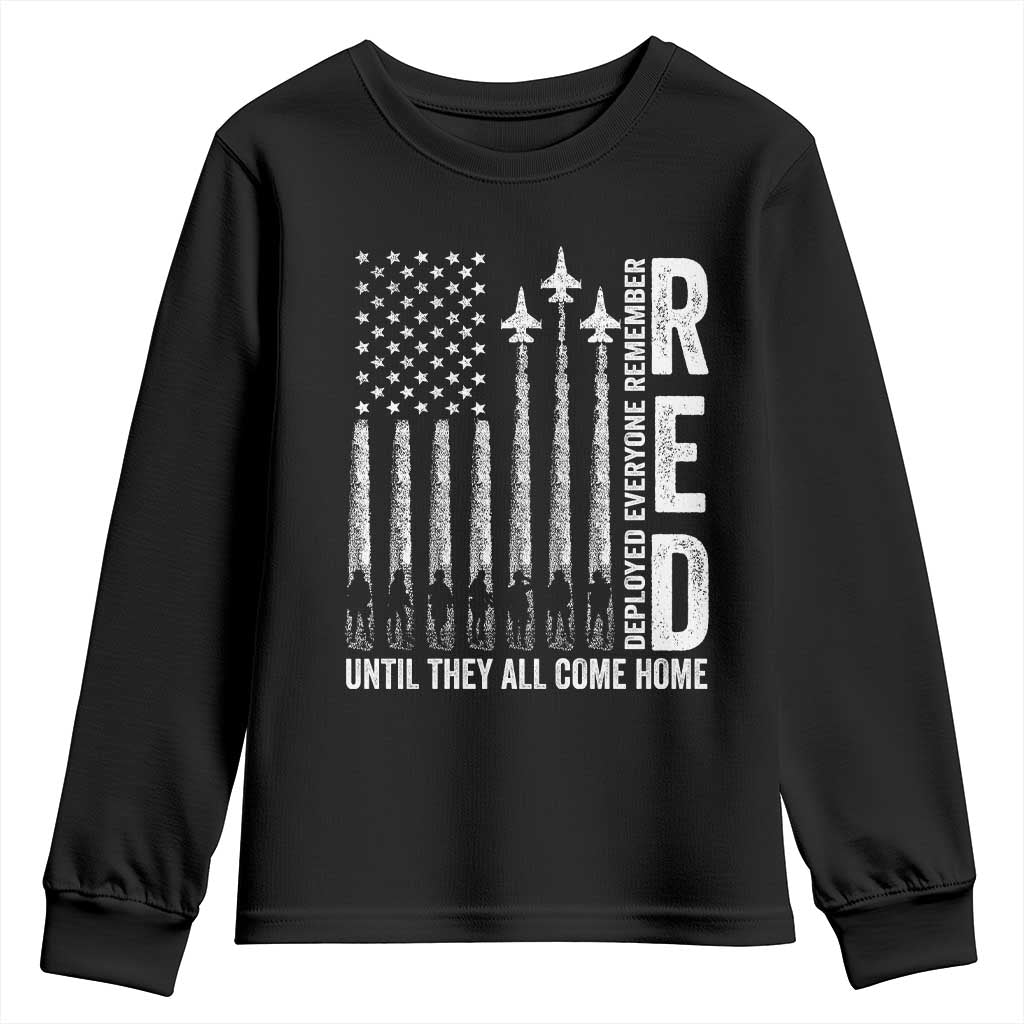 RED Friday Remember Everyone Deployed Youth Sweatshirt Military American Flag - Wonder Print Shop