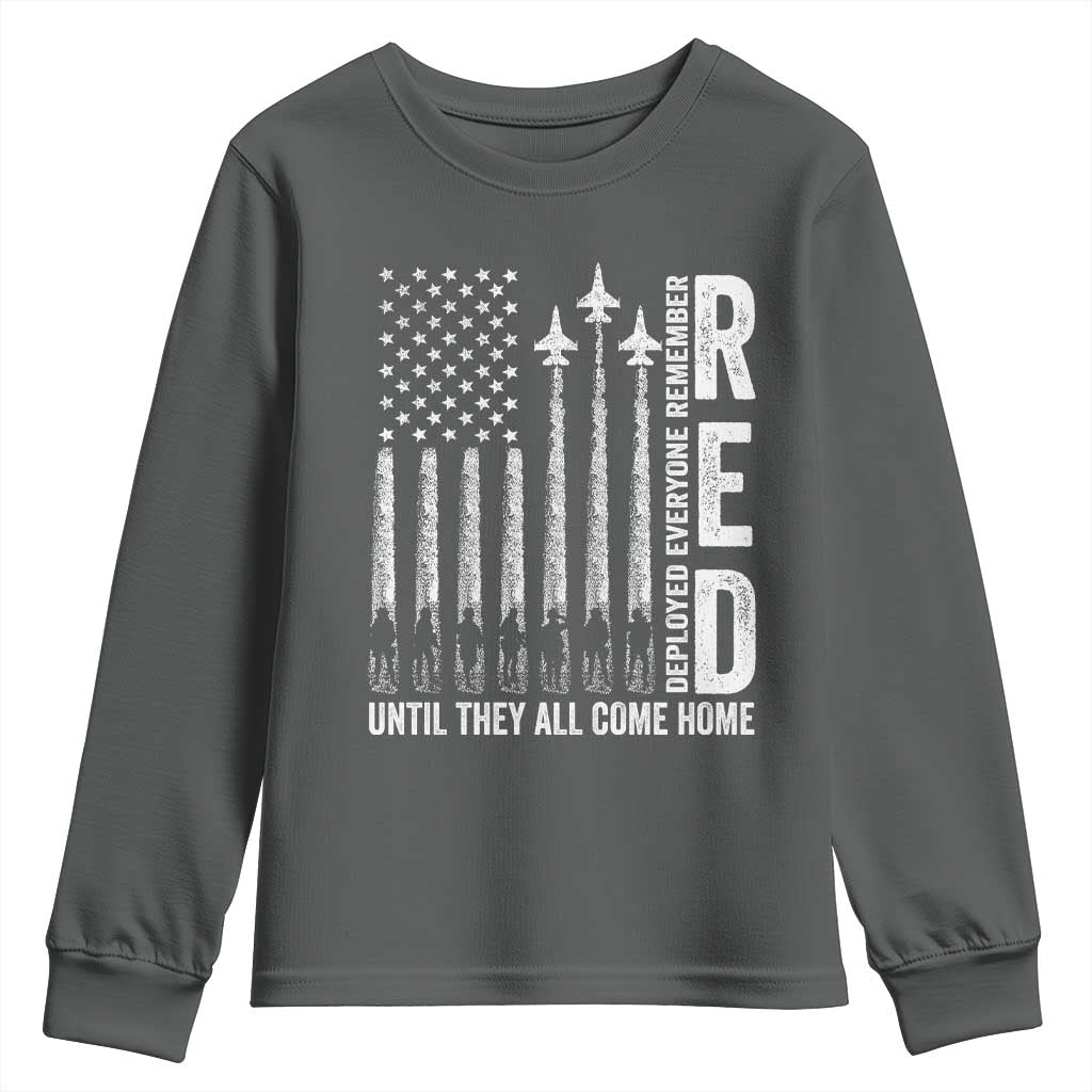 RED Friday Remember Everyone Deployed Youth Sweatshirt Military American Flag - Wonder Print Shop