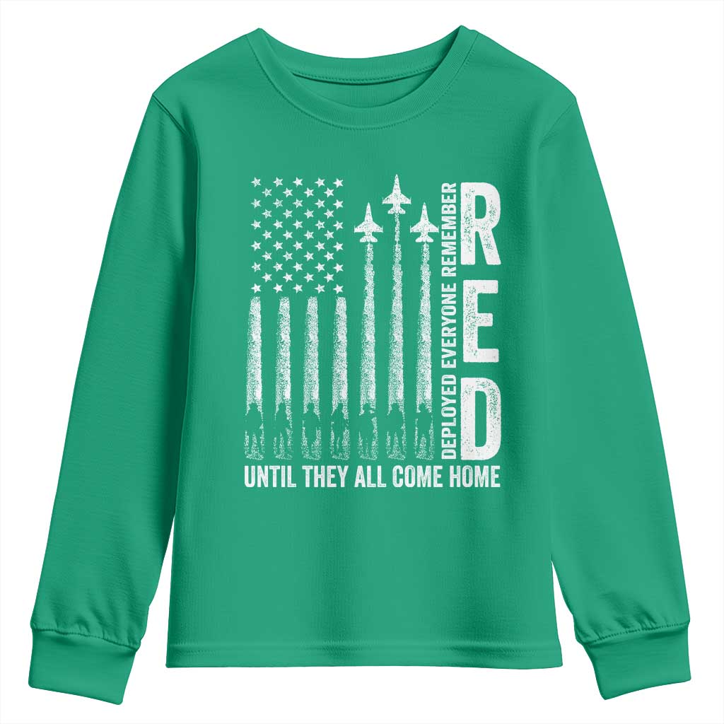 RED Friday Remember Everyone Deployed Youth Sweatshirt Military American Flag - Wonder Print Shop