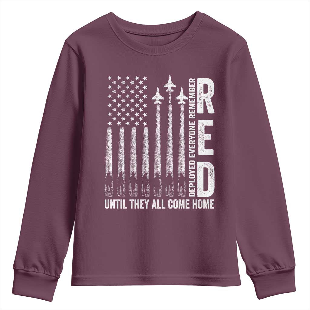 RED Friday Remember Everyone Deployed Youth Sweatshirt Military American Flag - Wonder Print Shop