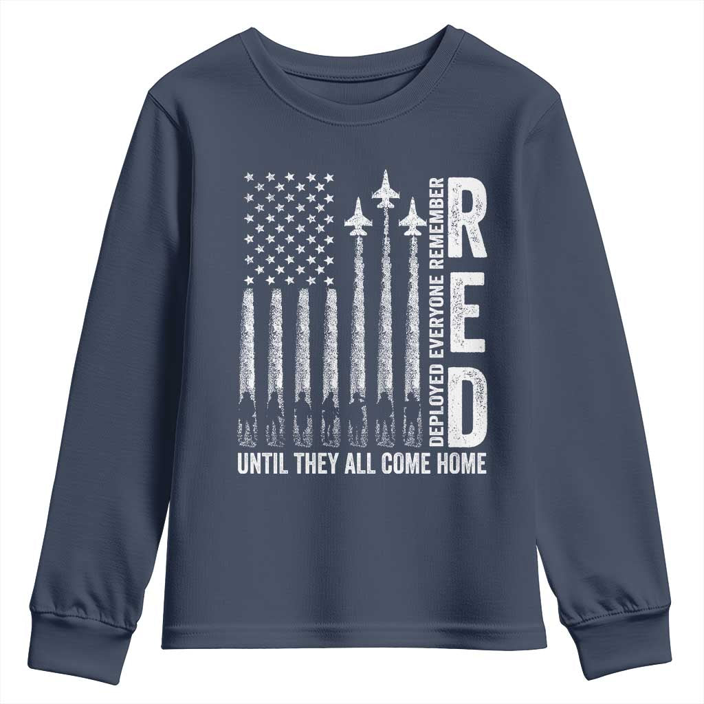 RED Friday Remember Everyone Deployed Youth Sweatshirt Military American Flag - Wonder Print Shop