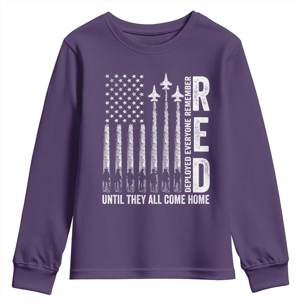 RED Friday Remember Everyone Deployed Youth Sweatshirt Military American Flag - Wonder Print Shop