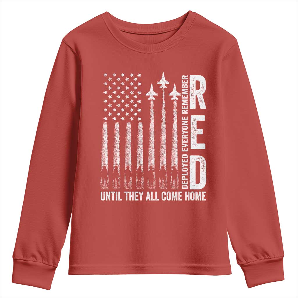 RED Friday Remember Everyone Deployed Youth Sweatshirt Military American Flag - Wonder Print Shop