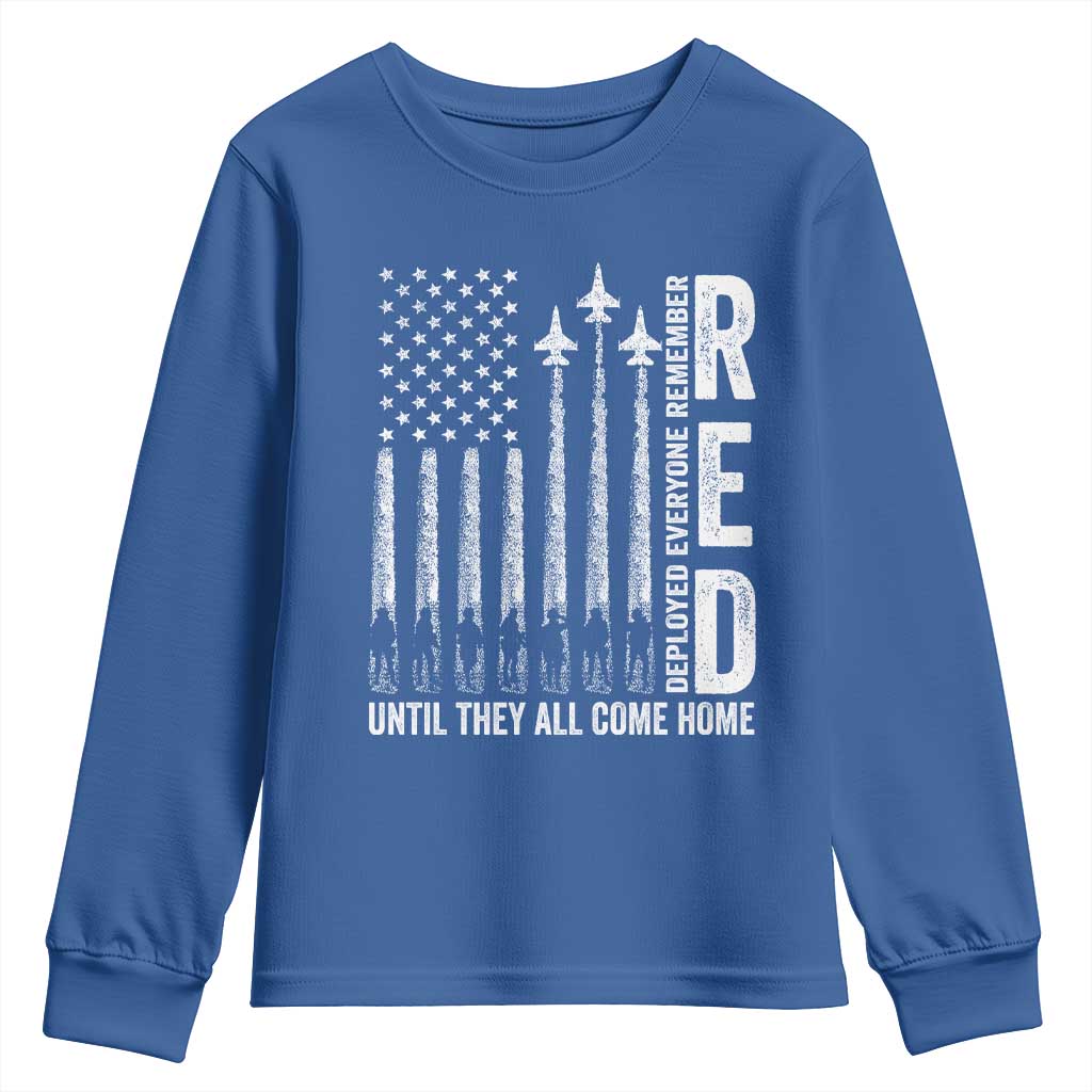 RED Friday Remember Everyone Deployed Youth Sweatshirt Military American Flag - Wonder Print Shop