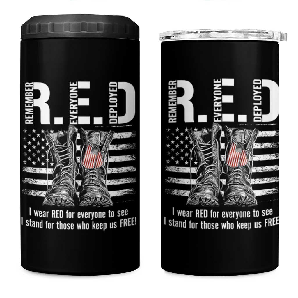 On Friday We Wear Red Military R.E.D Friday 4 in 1 Can Cooler Tumbler American Flag - Wonder Print Shop