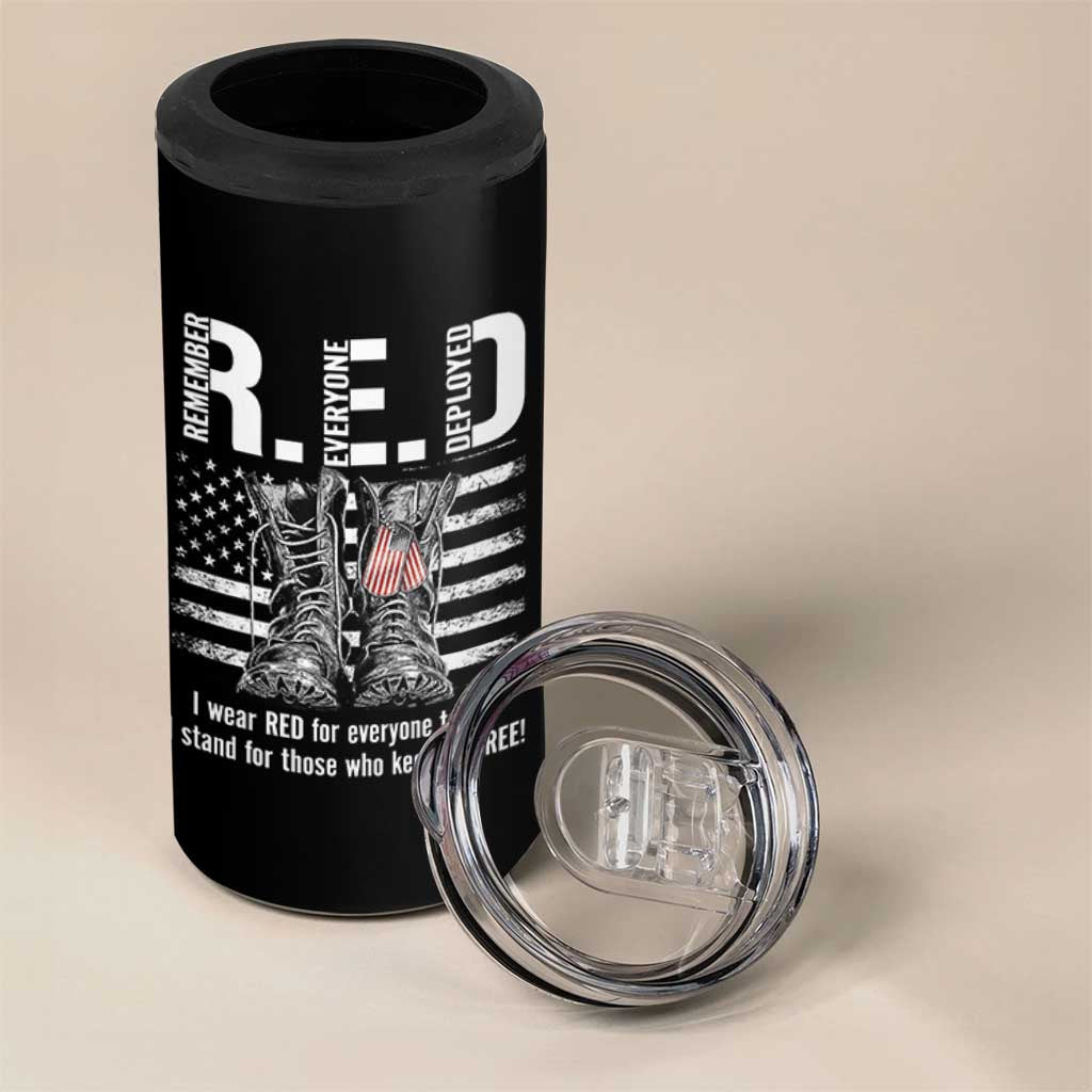 On Friday We Wear Red Military R.E.D Friday 4 in 1 Can Cooler Tumbler American Flag - Wonder Print Shop